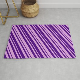 [ Thumbnail: Plum and Indigo Colored Lines/Stripes Pattern Rug ]