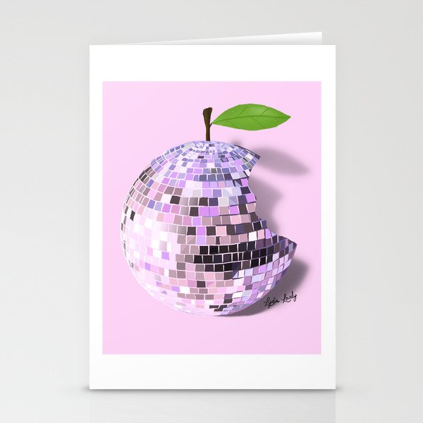 Disco apple pink- pink background Stationery Cards