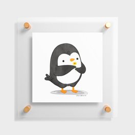 Penguin with a flower Floating Acrylic Print