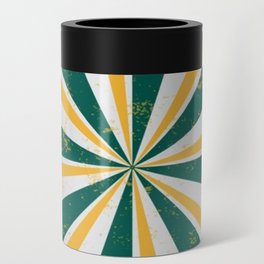 Retro Yellow and Green Sunburst Rays Can Cooler