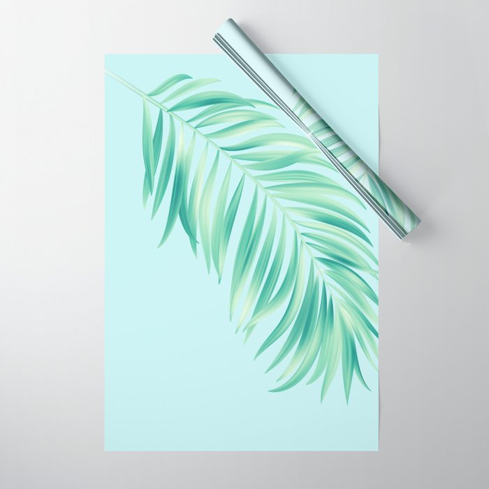 Aqua Tropical Palm Wrapping Paper