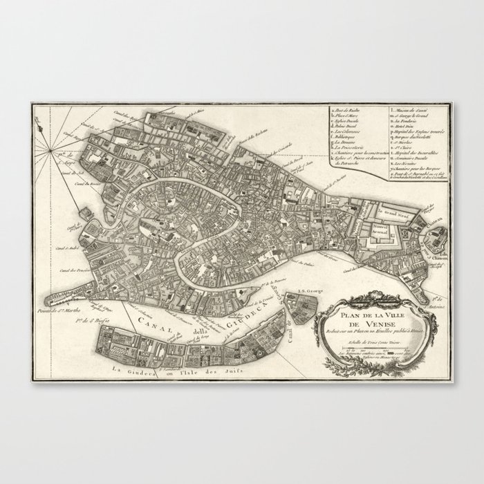 Map of Venice - 1764 vintage pictorial map Canvas Print