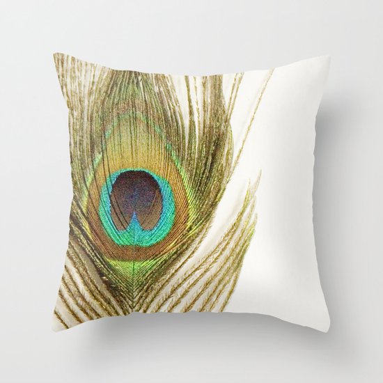 Peacock Feather Throw Pillow