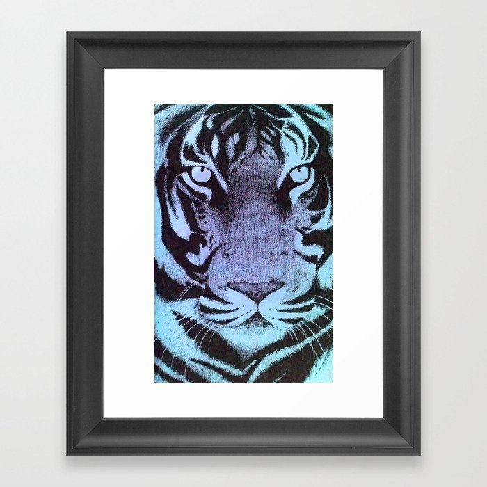 Be a Tiger (Blue) Framed Art Print