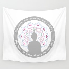Buddha on a sacred lotus with quotes Wall Tapestry