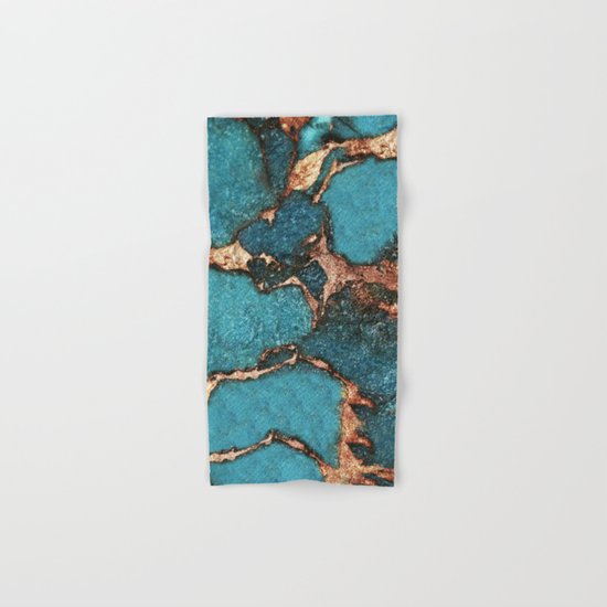 AQUA & GOLD GEMSTONE Hand & Bath Towel