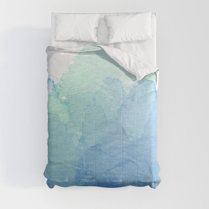 Abstract Watercolor Texture Blue Green Sea Sky Colors Comforter
