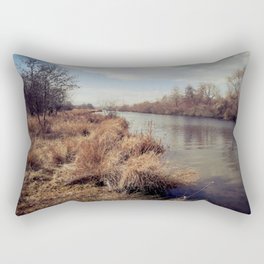 Vintage riverside landscape at the end of winter Rectangular Pillow