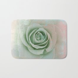 Elegant Painterly Mint Green Rose Abstract Bath Mat | Nature, Floral, Watercolor, Painterly, Abstract, Watercolormintgreenrose, Rosepetals, Vintage, Texturedroseabstract, Botanical 