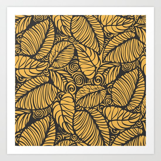 Summer Leaves Gold Art Print