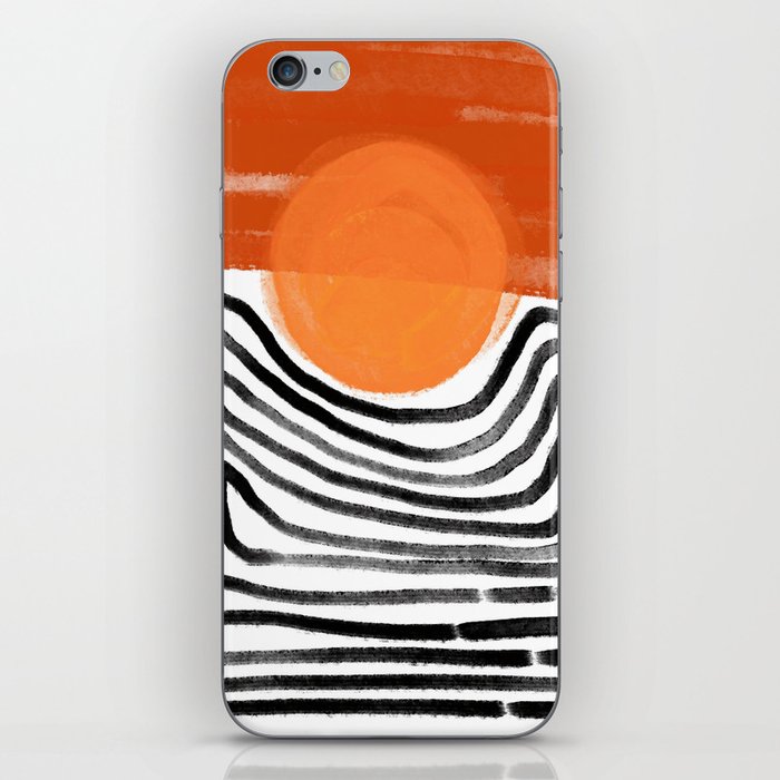 The Sun Shines On 4 - Contemporary Abstract Painting in Orange, Black and White iPhone Skin