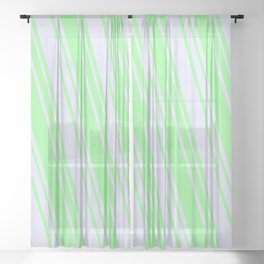 [ Thumbnail: Green & Lavender Colored Striped/Lined Pattern Sheer Curtain ]