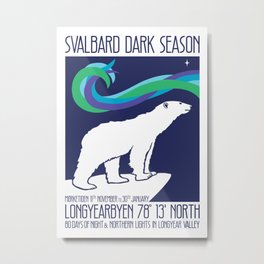 Svalbard Dark Season Travel Poster - Norway Metal Print | Svalbard, Graphicdesign, Aurora, Iceberg, Polarbears, Longyearbyen, Morketiden, Polarbear, Darkseason, Northernlights 