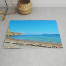 Perce Beach Rug | Sand, Seascape, Landscape, Photo, Digital, Sea, Water, Coast, Gulf, Color 