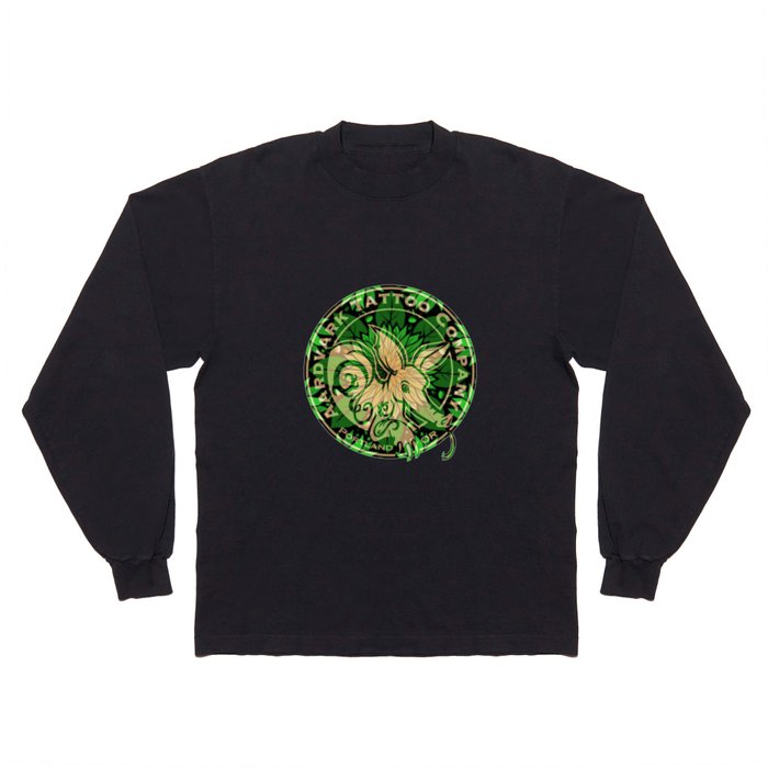 Leafy Green Aardvark Tattoo Company Logo Long Sleeve T Shirt
