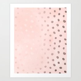 Rose Gold Pastel Pink Foil Paint Line Dots IX Art Print