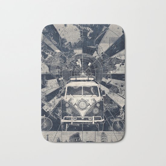 vintage voyager world map Bath Mat