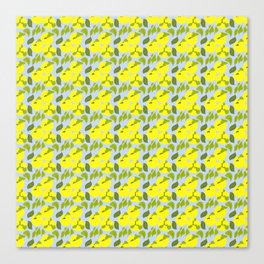 Mid-Century Modern Lemon Yellow Yuzu Fruit Sky Blue Canvas Print