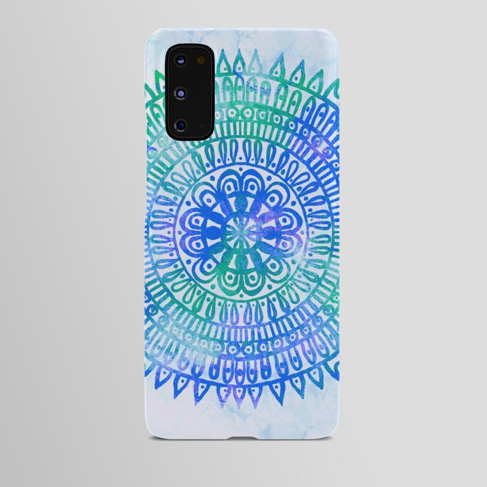 Bohochic Watercolor Mandala  Blue Turquoise Android Case