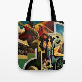 Classical Masterpiece - Instruments of Power - Train, Airplane, Steam by Thomas Hart Benton Tote Bag