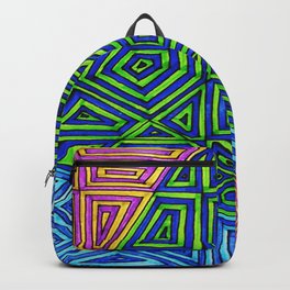 Blending In Backpack | Abstract, Bright, Colors, Art, Drawing, Zentangle, Digital, Blocks, Patterns, Triangle 