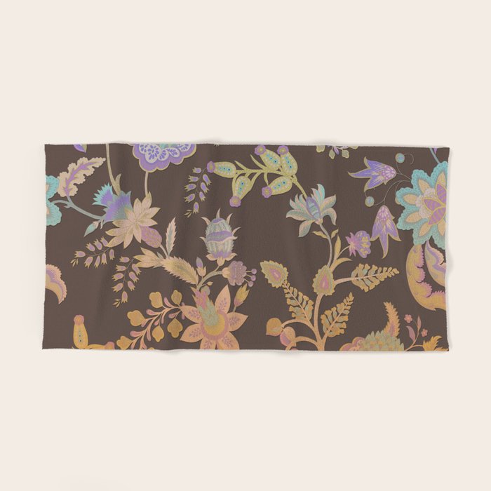 Chateau Brown Chinoiserie Decorative Floral Motif Chintz Hand Bath Towel By Sharonmau Society6