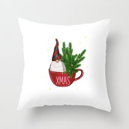 Santa in a Cup! Throw Pillow