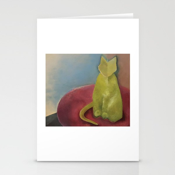 Green Cat Stationery Cards