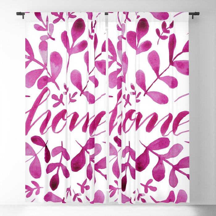 Watercolor home foliage - pink Blackout Curtain