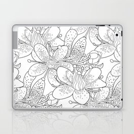 Seamless pattern coloring flower of the Saxifrage urbrosa vintage illustration Laptop Skin