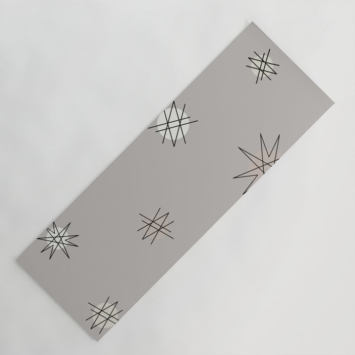 Atomic Age Starburst Planets Taupe Gray Yoga Mat