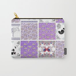 Purple Paisley Birds and Animals Patchwork Design Carry-All Pouch