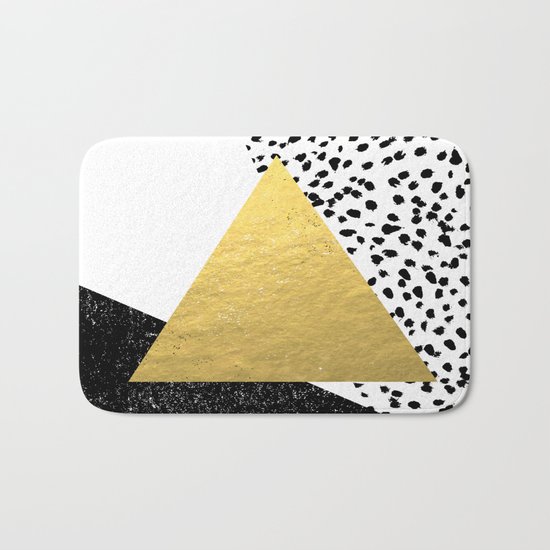 Rexa - gold abstract minimal tribal glitter triangle geometric art cell phone case brooklyn austin Bath Mat