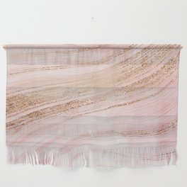 Blush Pink And Gold Mermaid Marble Waves Wall Hanging
