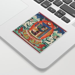 Buddhist Thangka With Snow lions Sticker