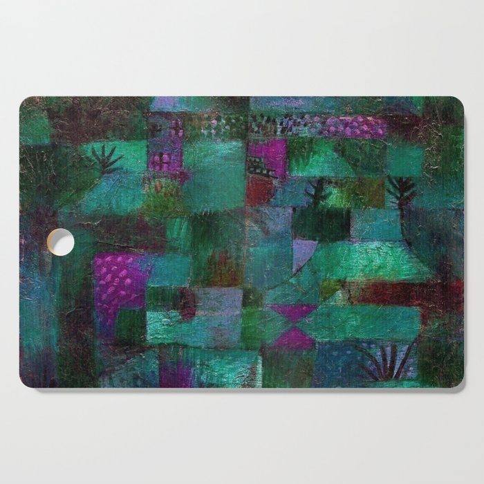 Terraced garden tropical floral  teal blue grotto abstract landscape painting by Paul Klee Cutting Board