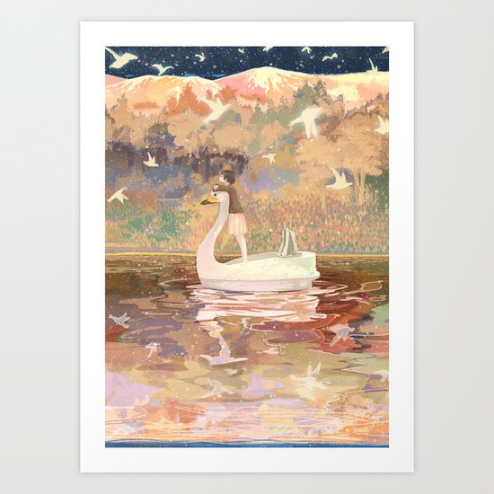 Swan boat Art Print