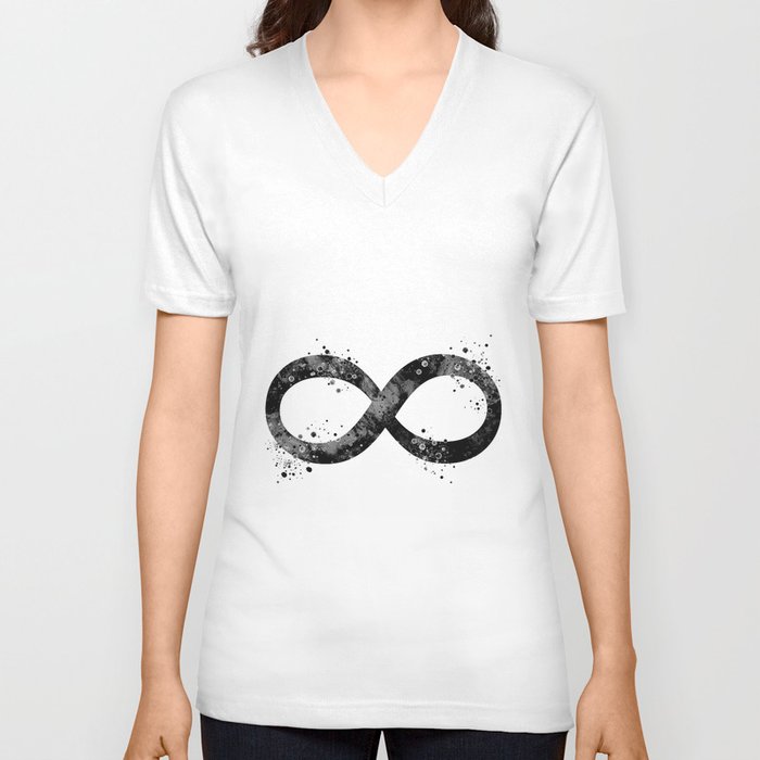 Infinity Symbol Art Black And White Timeless Gift Meditation Art Yoga Gifts  Zen Gift Buddha Art V Neck T Shirt by LotusArt