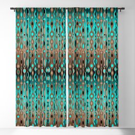 Retro Bohemian Gypsy Beaded Dangles // Horizontal Gradient Chocolate Brown, Turquoise, Teal Blackout Curtain