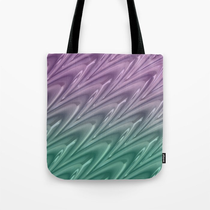 Shiny Abstract Arched Pattern with a Subtle Green Purple Gradient Ombre Tie Dye Overlay Tote Bag