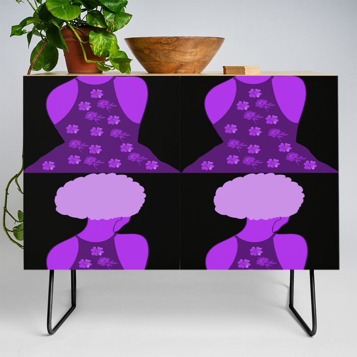 Woman At The Meadow Vintage Dark Style Pattern 47 Credenza
