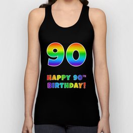 [ Thumbnail: HAPPY 90TH BIRTHDAY - Multicolored Rainbow Spectrum Gradient Tank Top ]