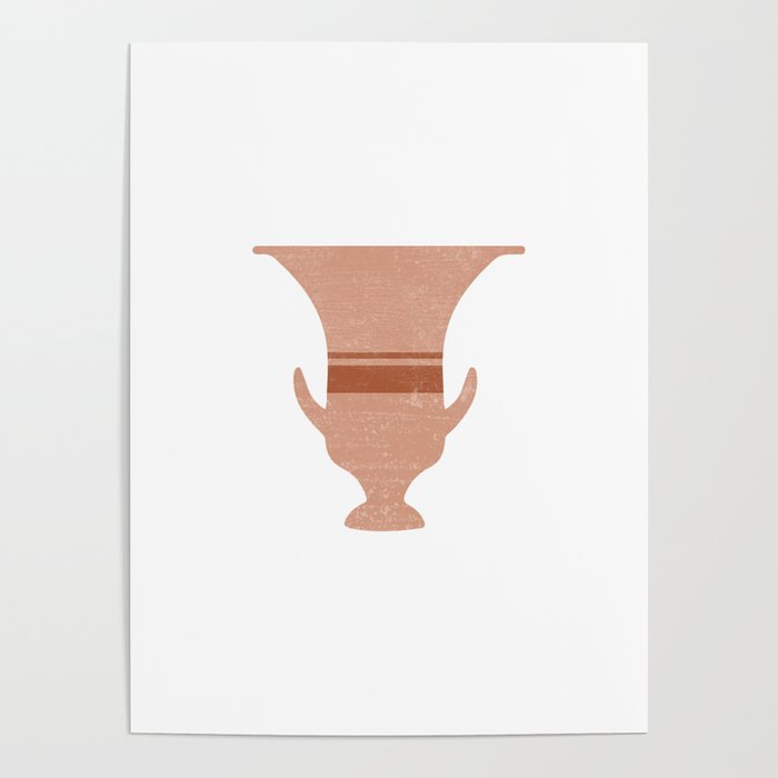 Minimal Abstract Greek Vase 13 - Calyx Krater - Terracotta Series - Modern, Contemporary Print Poster