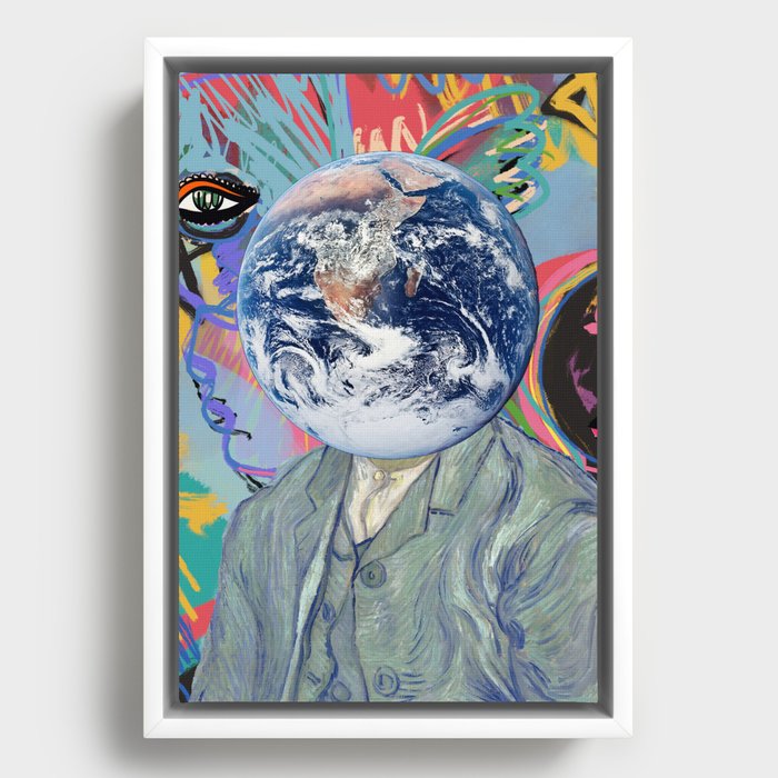 Van Gogh Planet Earth and my Graffiti Art.  Framed Canvas