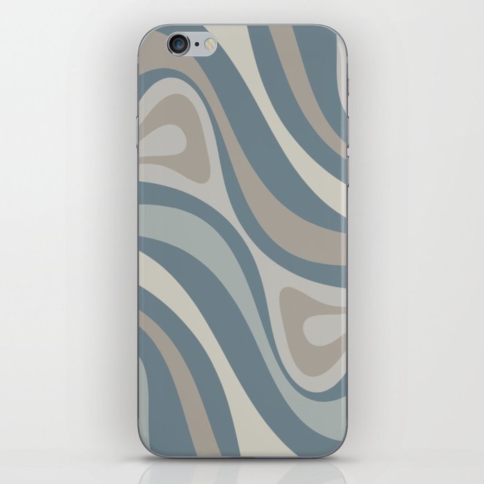 New Groove Retro Swirl Abstract Pattern in Medium Neutral Blue Grey Tones iPhone Skin
