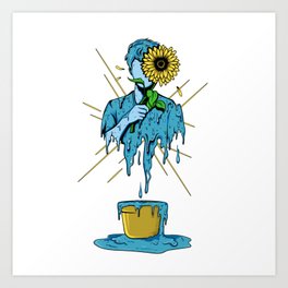 Dripping Man and Sunflower Art Print