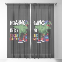 Roaring Into Kindergarten Student Dinosaur Sheer Curtain