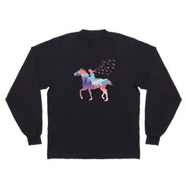 Girl's silhouette riding a horse Long Sleeve T-shirt