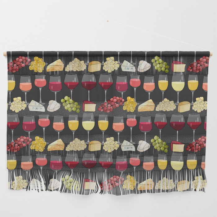 Wine and Cheese (dark grey) Wall Hanging