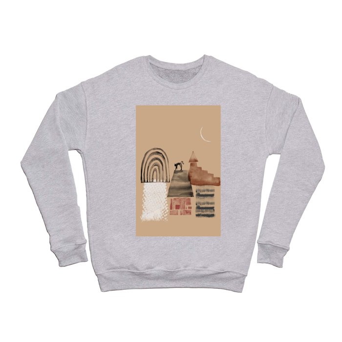 a black cat on the roof Crewneck Sweatshirt